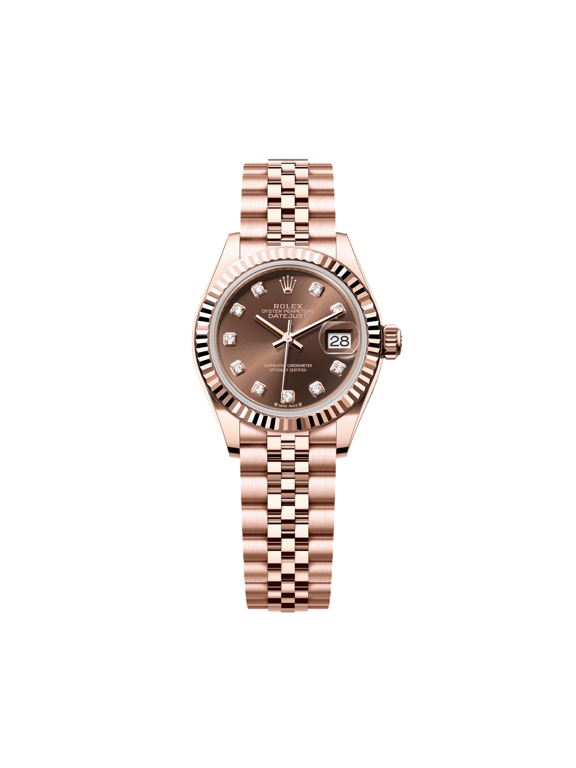 RLX Lady-Datejust 31mm 279175 Chocolate Diamond-Set Dial President Everose Gold