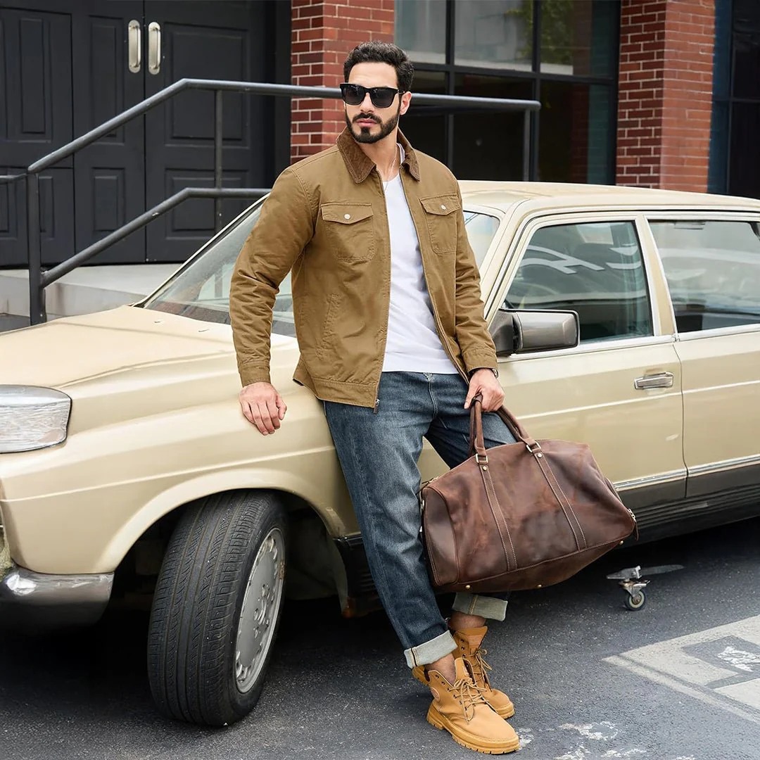 Men's Casual Corduroy Collar 5 Pockets Cotton Cargo Jackets