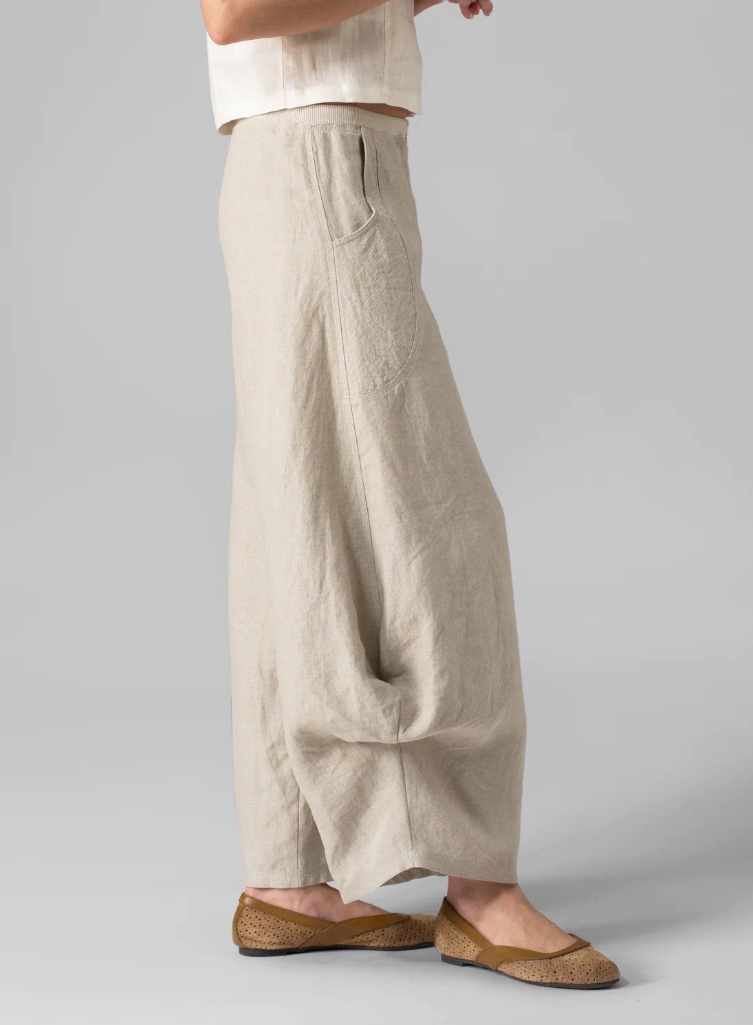 Cotton And Linen Flared Trousers