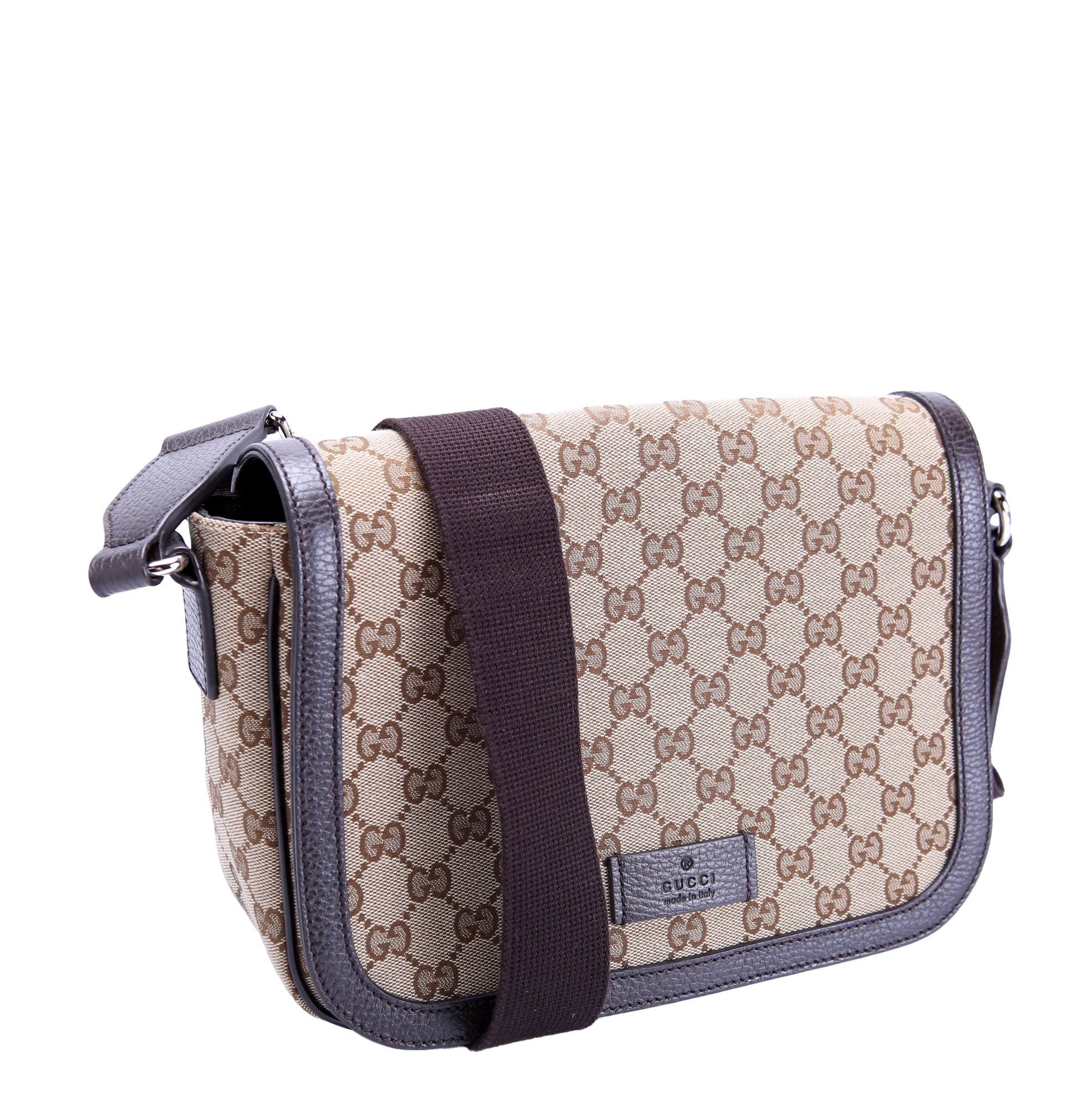 GUCCI 449172 GG Canvas Messenger Brown