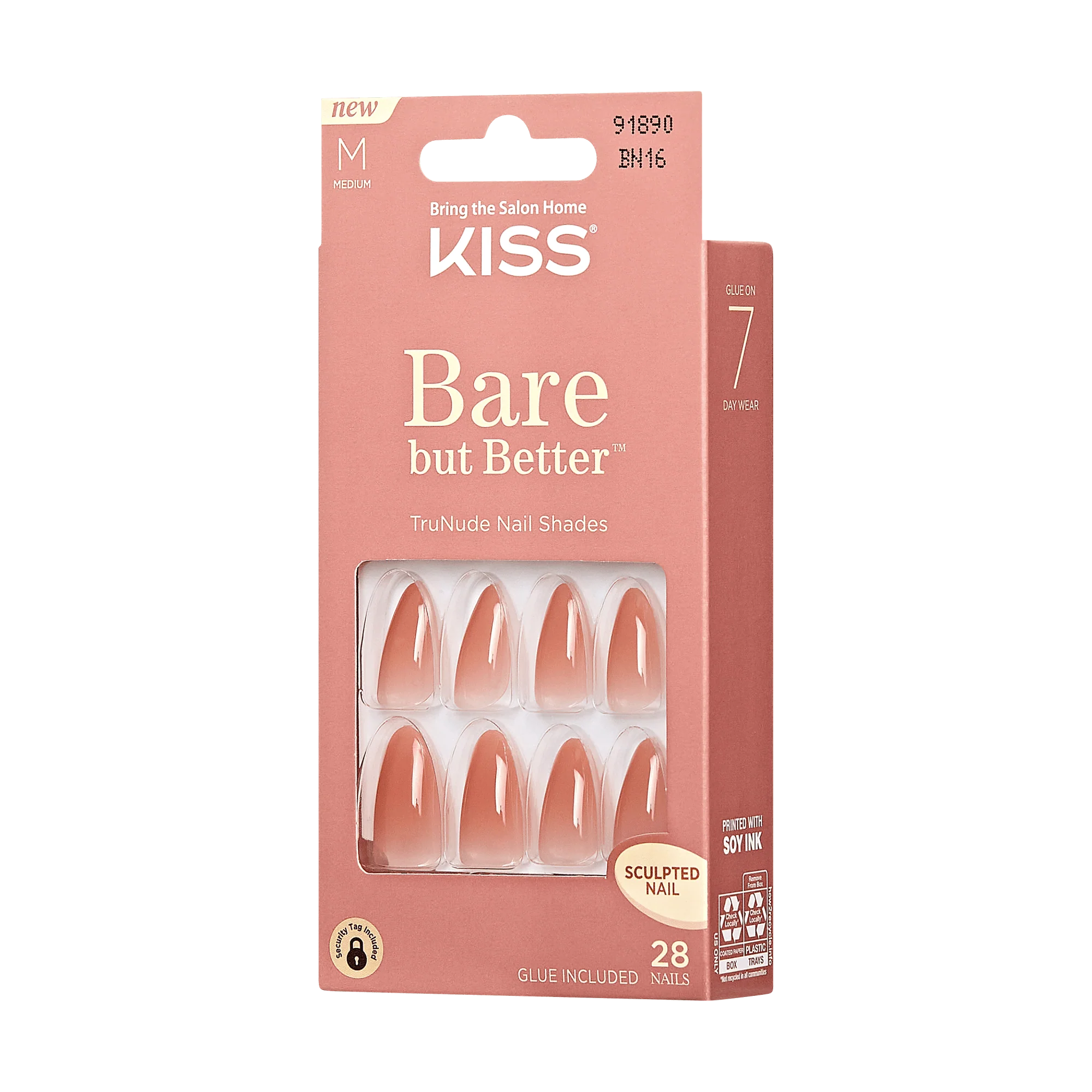 KISS Bare but Better Press On Glue Nails - Fairest Nude