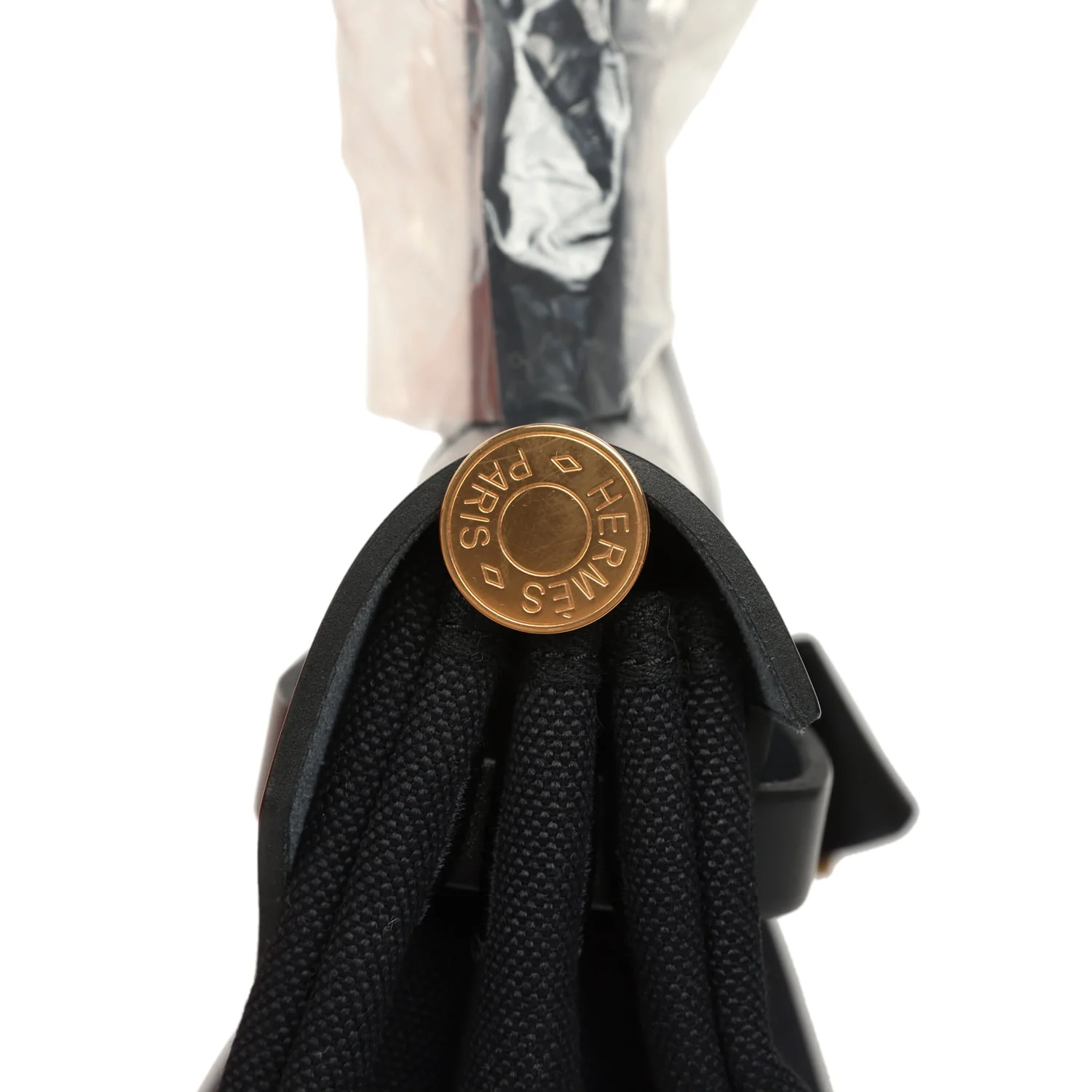 Hermes Herbag Zip 31 PM Black Toile Militaire Canvas, Vache Hunter Gold Hardware