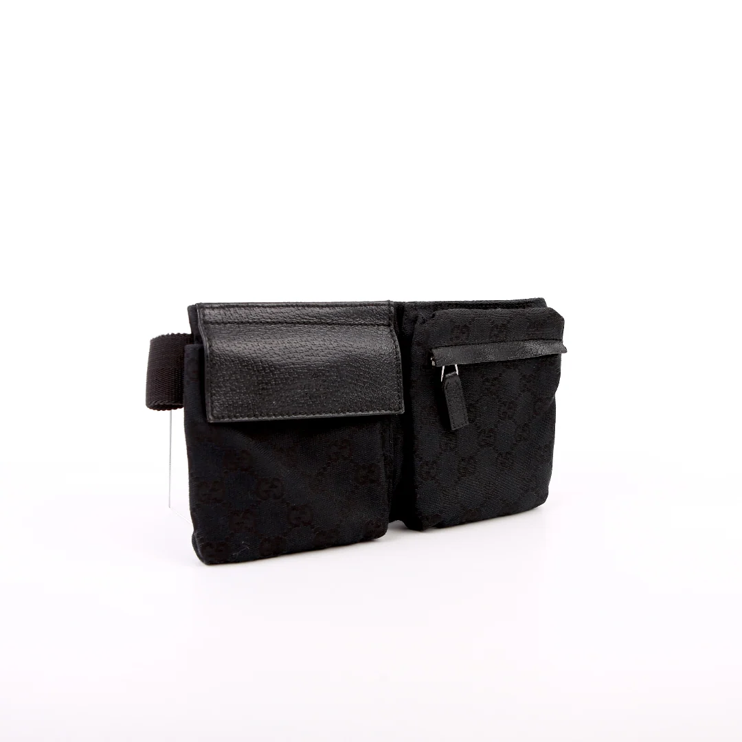 GUCCI 162962 GG Canvas Mini Waist Bag Black