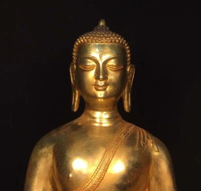 39CM Yongle Signed Old Chinese Bronze Statue Buddha N1648