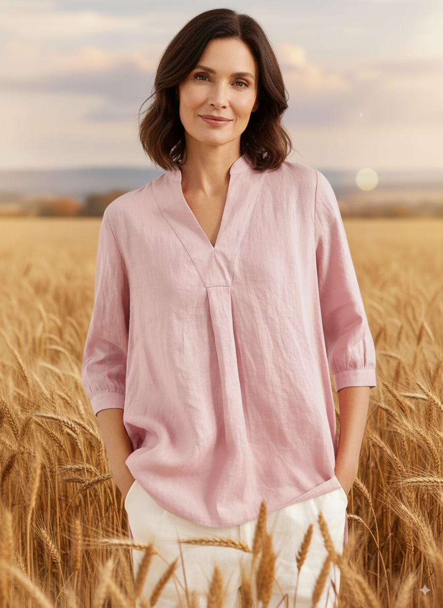 🌲🔥 Linen V Neck Top
