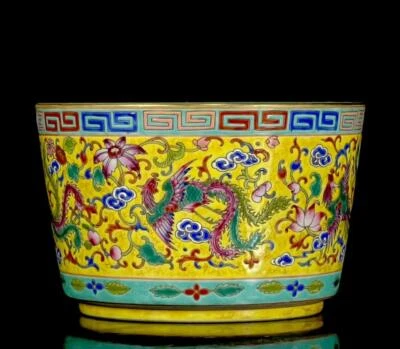 Yongzheng Signed Old Chinese Colour Enamel Brush Pot W/phoenix CK97