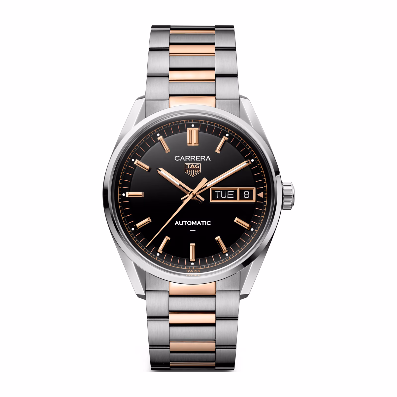 【7A Quality】TAG Heuer Carrera Day-Date 41mm Mens Watch Black Rose Gold WDA2111.BD0001