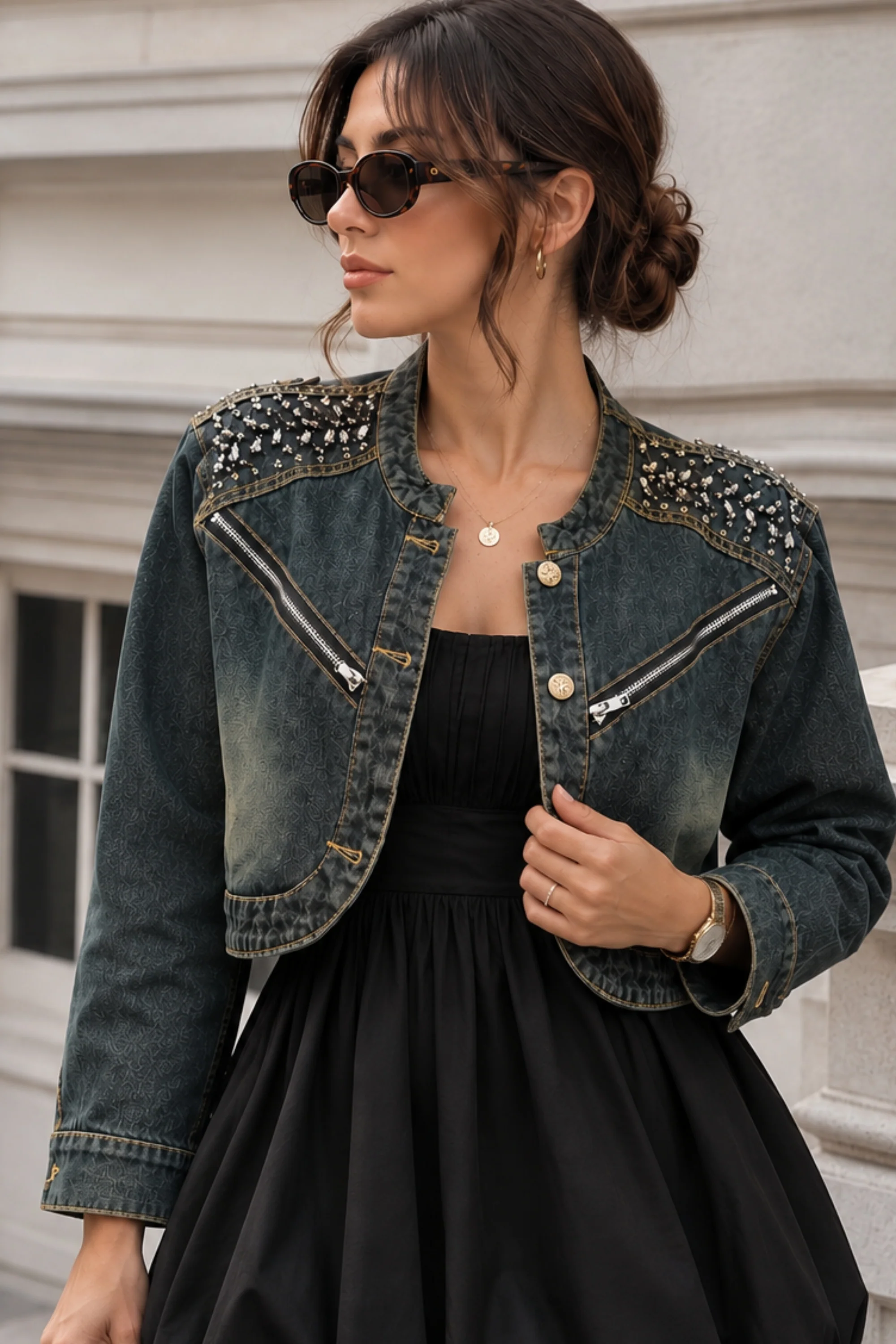 Cropped Chain & Stitch Jacket