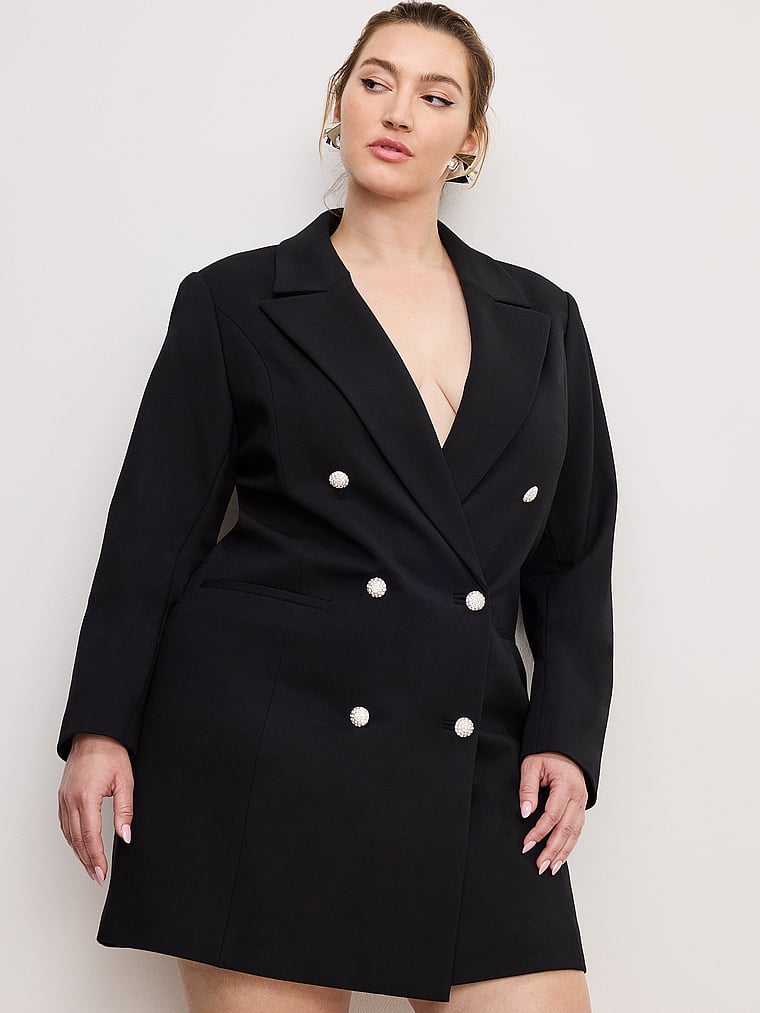 Good American Ponte Embellished Blazer Dress