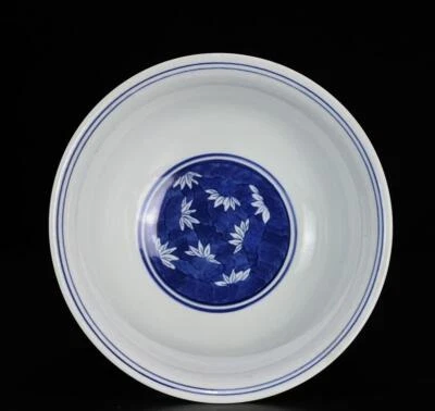 Kangxi Signed Old Chinese Blue and White Bowl W/bamboo N677