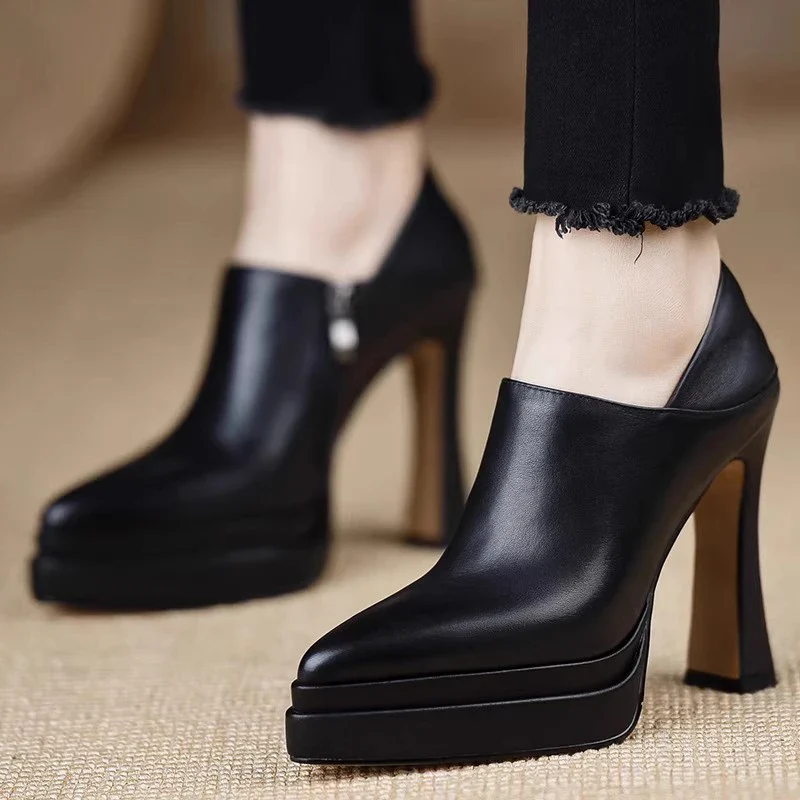 High Heels Women Shoes Pointed Toe Luxury Fashion Pumps Elegant Dress Woman Leather Shoes 2025 Autumn Designer Chaussure Femme