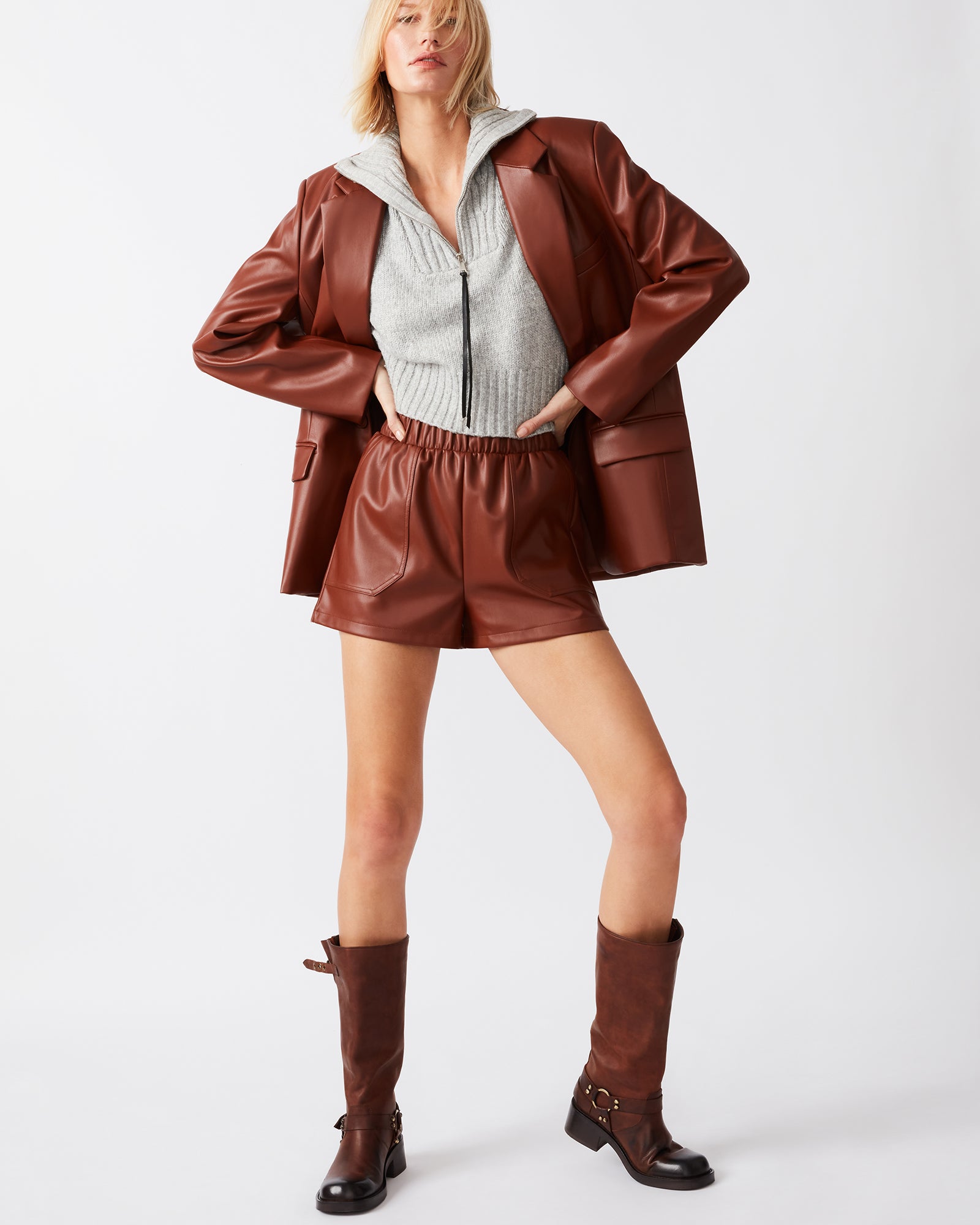 Faux The Record Short Cognac