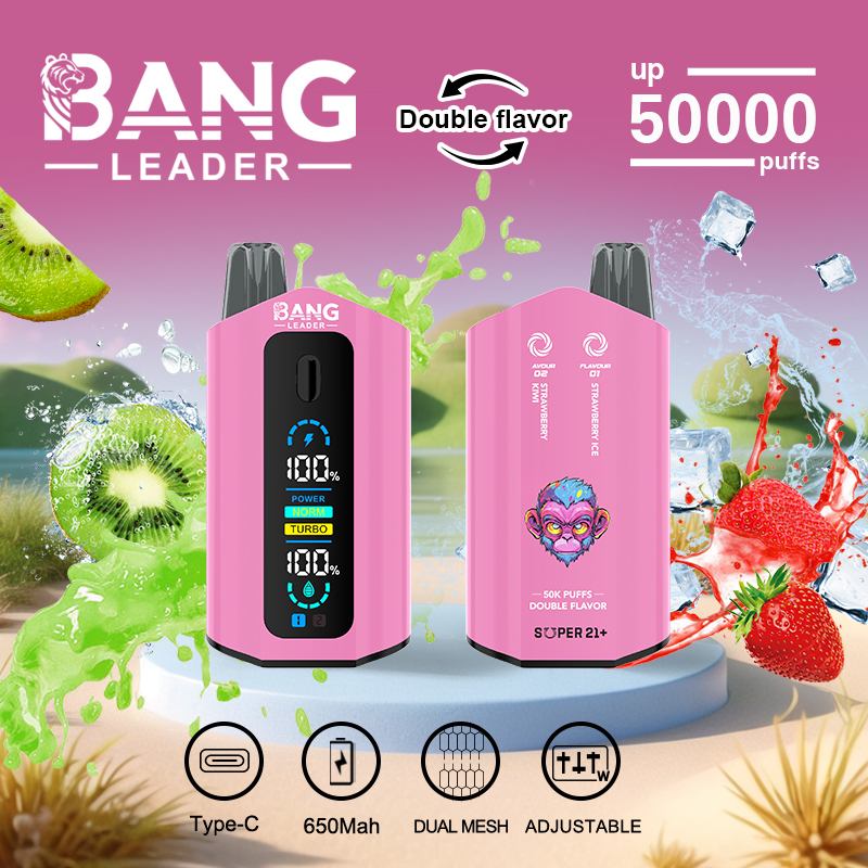 [Minimum order of two]Bang Leader 50K Puffs 2-in-1 Prefilled Vape | Dual Flavor, Adjustable Wattage,  Rechargeable