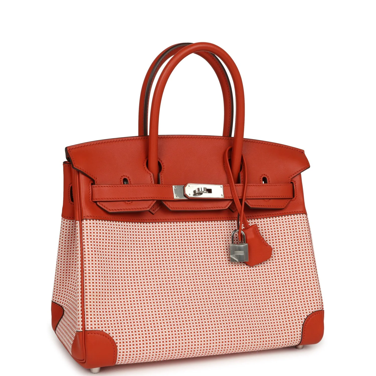 HERMÈS Quadrille Birkin 30 Terre Battue, Brique, Mauve Pale, Ecru Swift