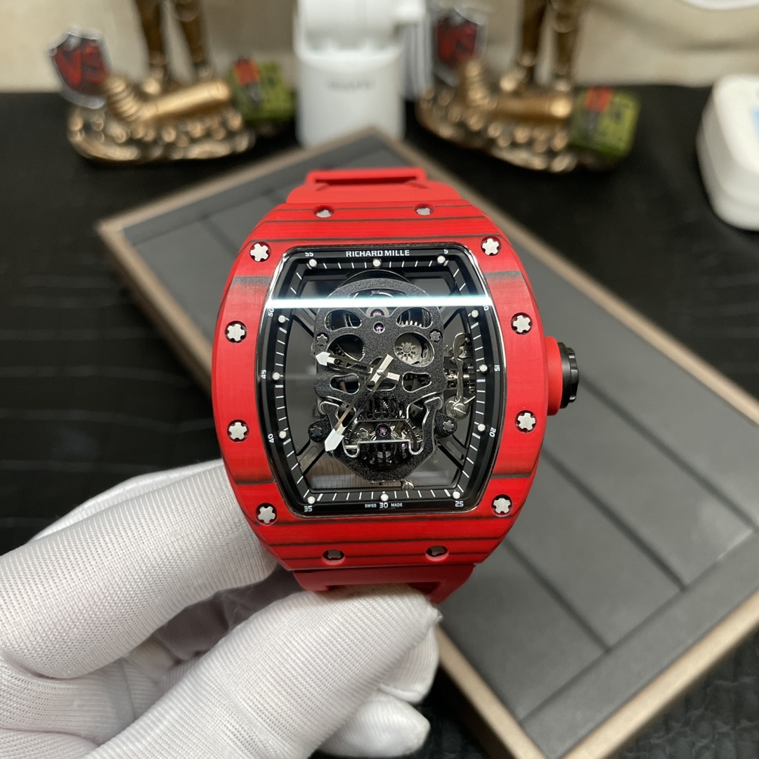 【7A Quality】Replica Richard Mille RM 52-01 Skeleton Skull Dial Men's Watch – Swiss Movement, Red Carbon Case