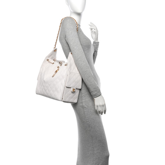 Caviar Quilted Medium Chanel 25 Handbag White