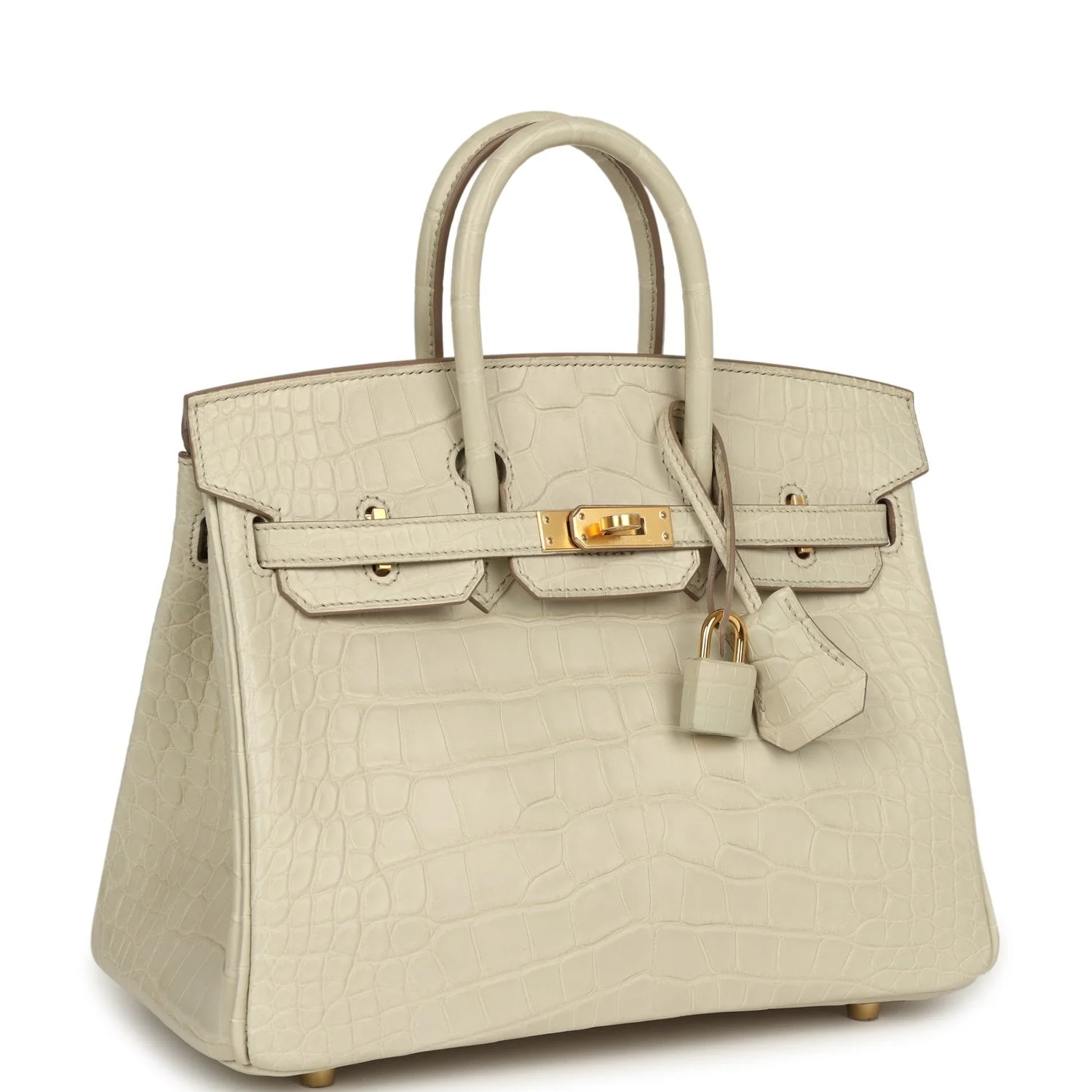 HERMÈS Birkin 25 Beton Matte Alligator Gold Hardware