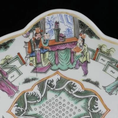 Tongzhi Signed Old Chinese Famille Rose Fruit Dish W/figure CK491