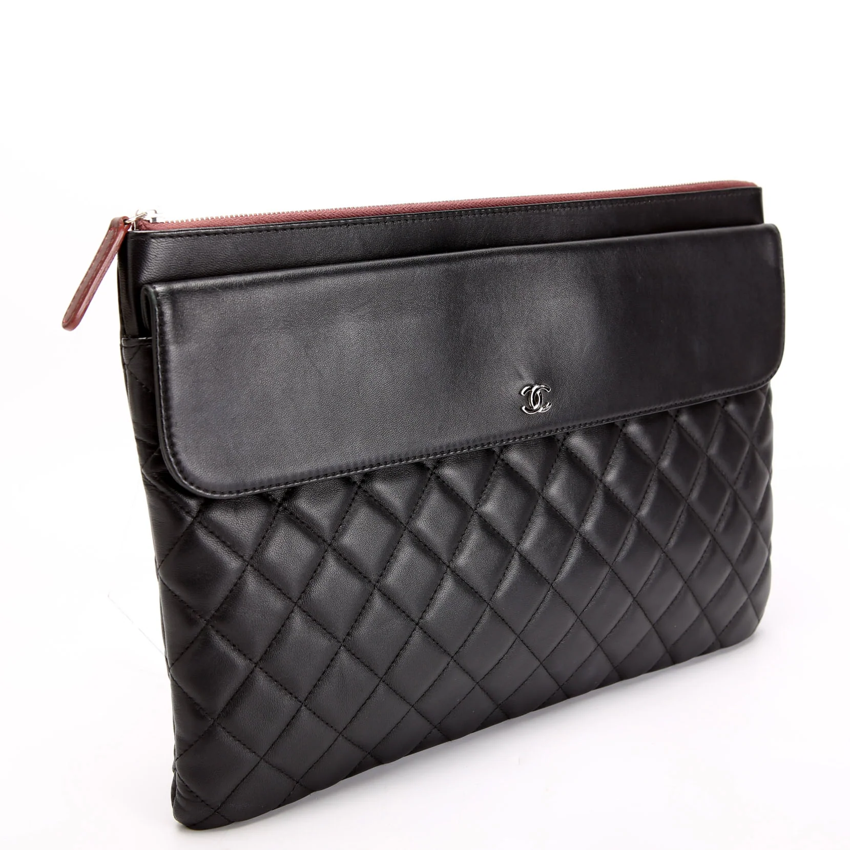 CHANEL Flap O-Case Large Lambskin 24M Black