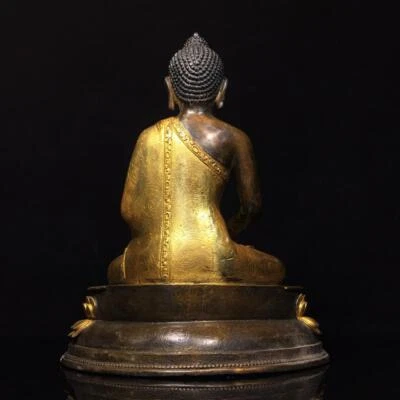 24CM Old Chinese Bronze Statue Buddha Q756