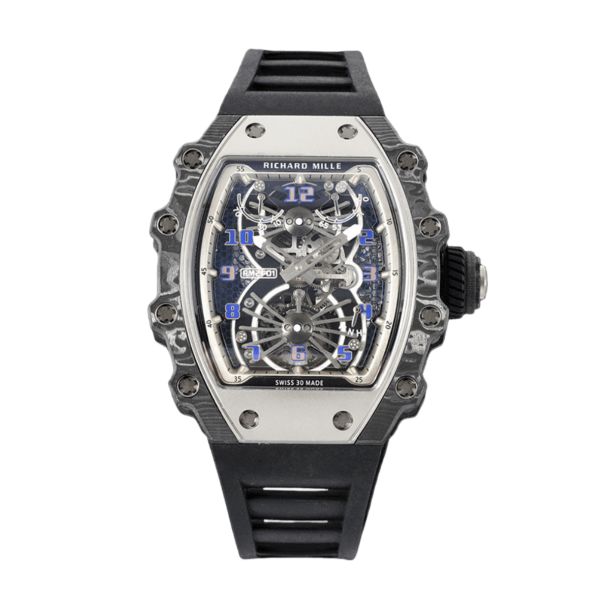 【7A Quality】Swiss Richard Mille RM 21-01 Replica Tourbillon Aerodyne Carbon Tpt Watch For Men – High-End Skeleton Dial