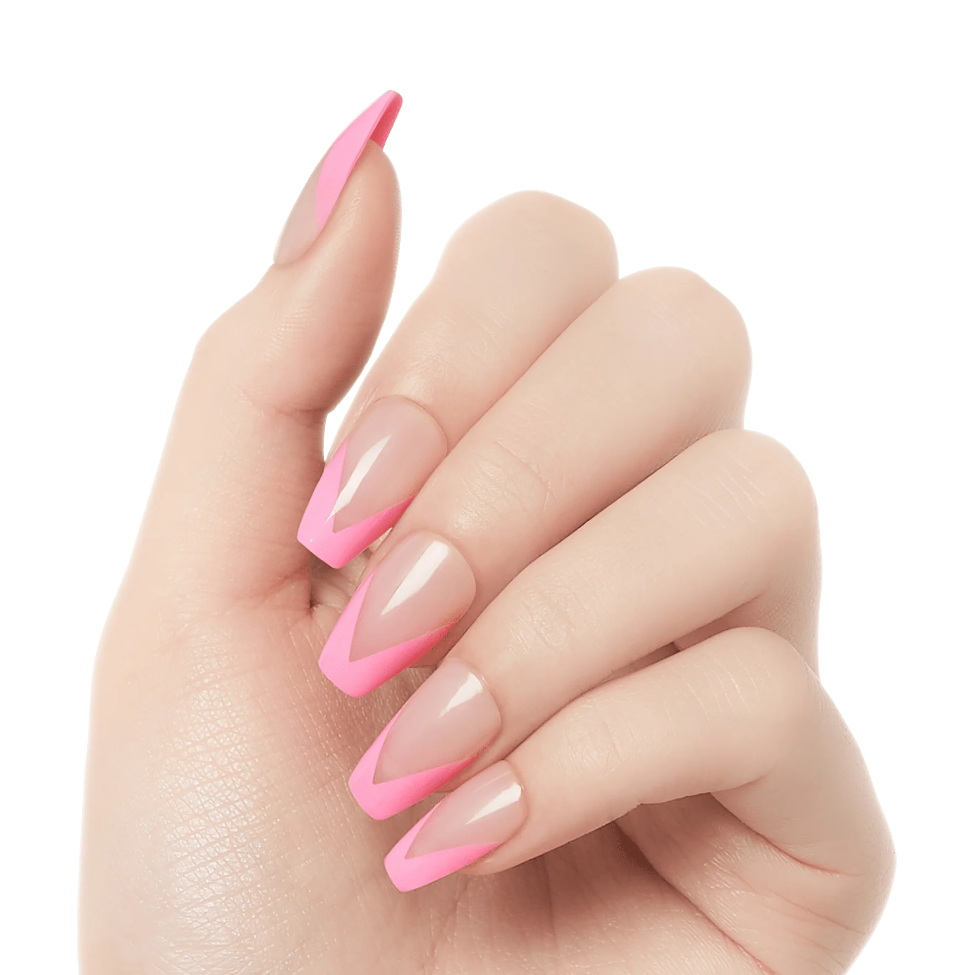 KISS Salon Acrylic French Color Press On Glue Nails - Squared