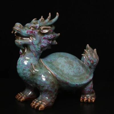 24CM Old Antique Chinese Jun Kiln Statue w/kylin