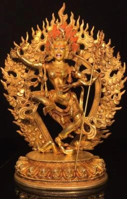 35.5CM Old Chinese Bronze Gilding Statue Buddha CK367