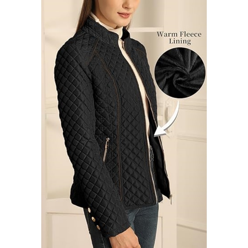 Women's Stand Collar Lightweight Quilted Puffer Jacket