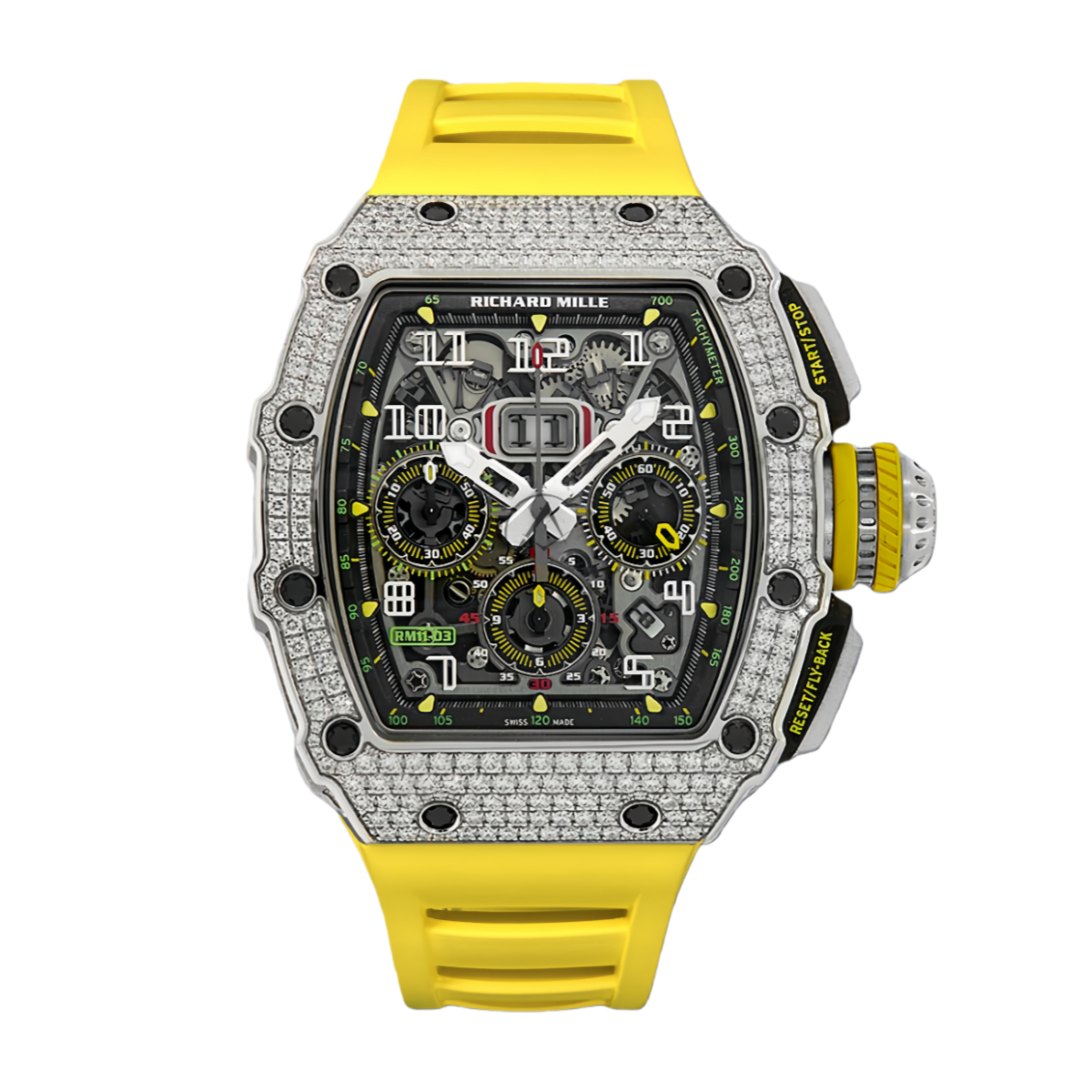 【7A Quality】Richard Mille RM 011 03 Stainless Steel & 18K Gold Diamond Bezel