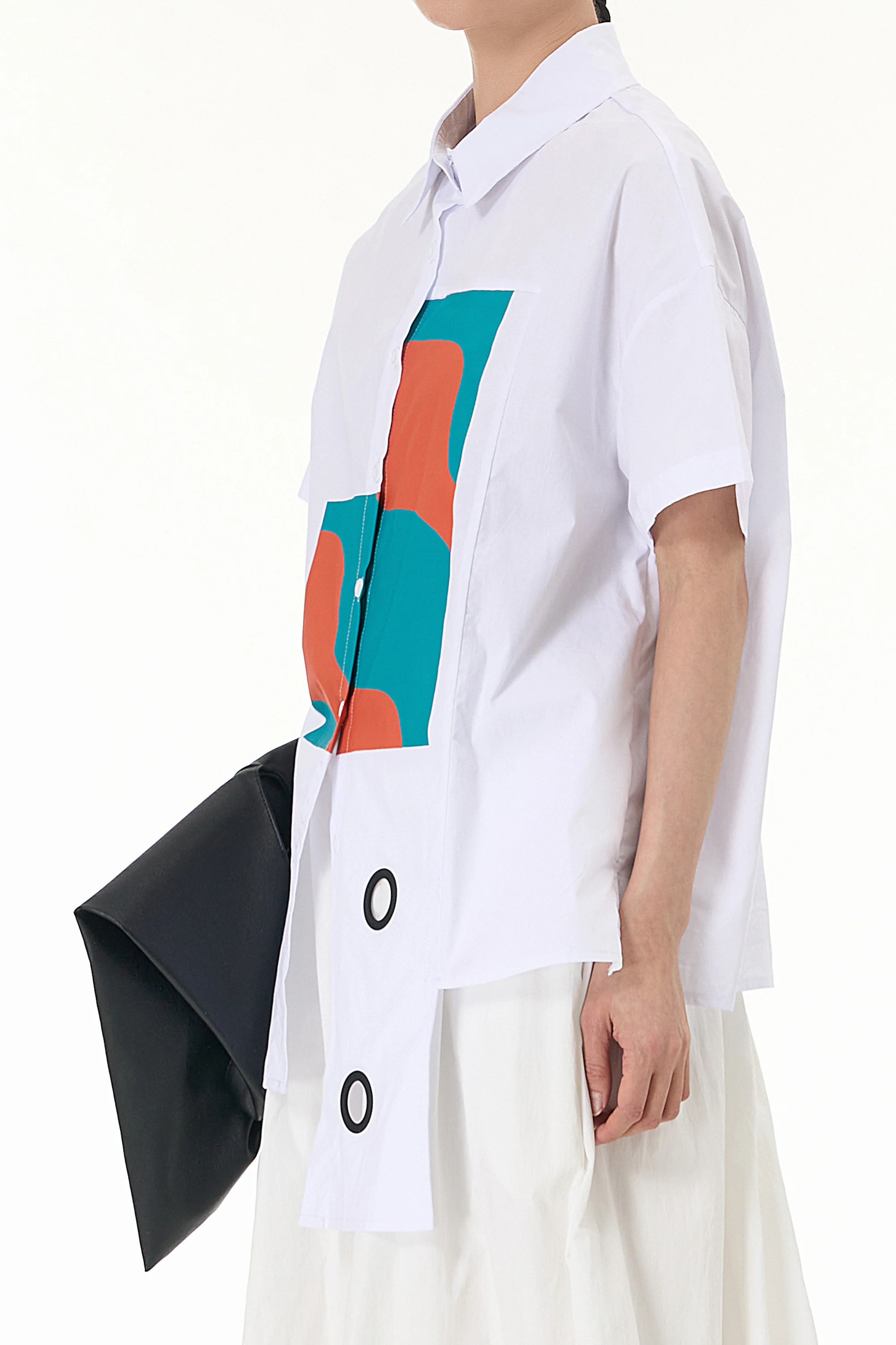 Abstract White Oversized Shirt