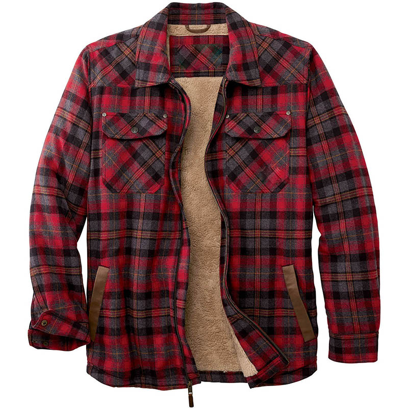 Checked Lapel Plus Velvet Padded Jacket