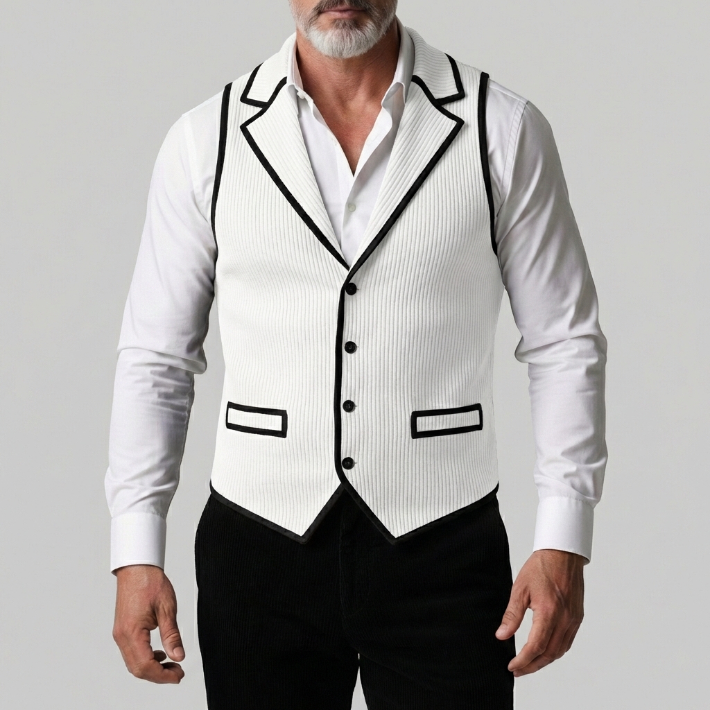 Men's Casual Corduroy Contrast Binding Single Breasted Sleeveless Vests