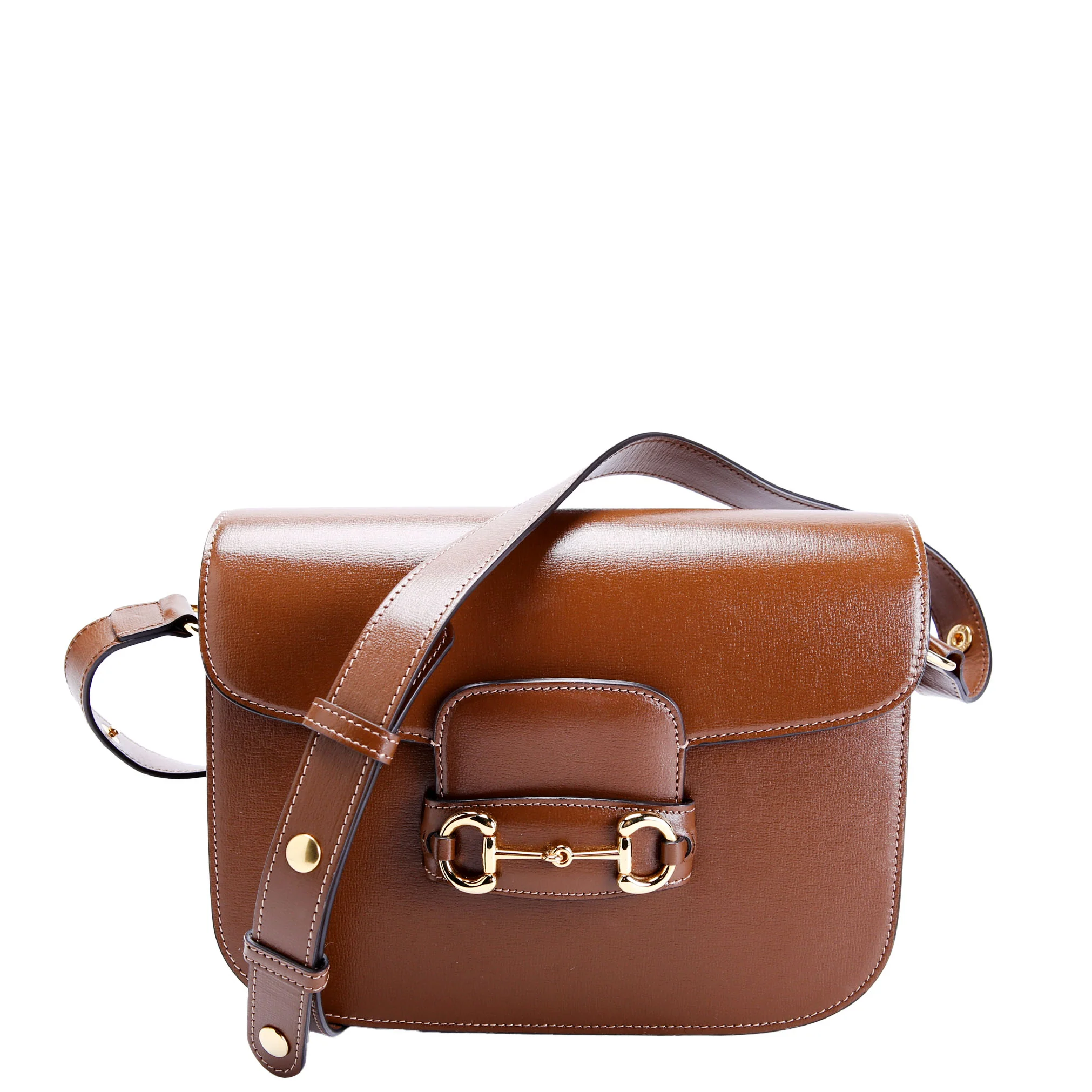 GUCCI 602204 Horsebit 1955 Leather Shoulder Bag Brown