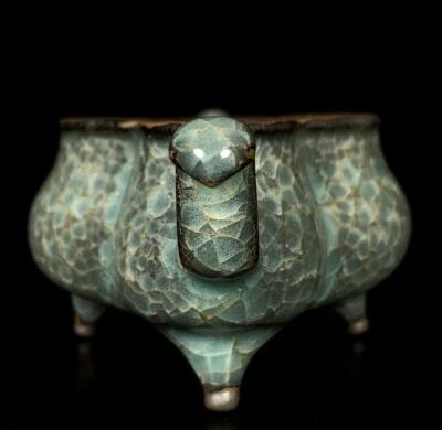 Old Chinese Guan Yao Guan Kiln Incense Burner W/ear CK720