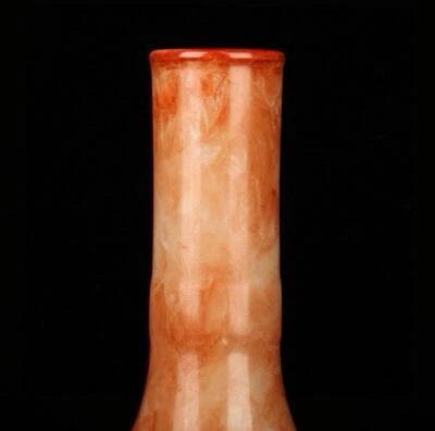 Pair Qianlong Signed Old Chinese Iron Red Vase W/dragon N1529