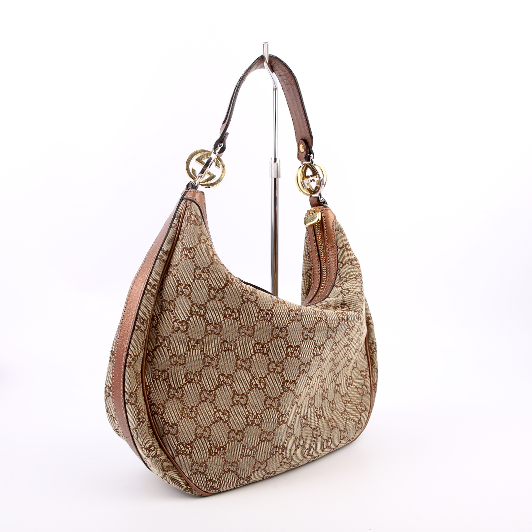 GUCCI 232962 GG Canvas Twins Hobo