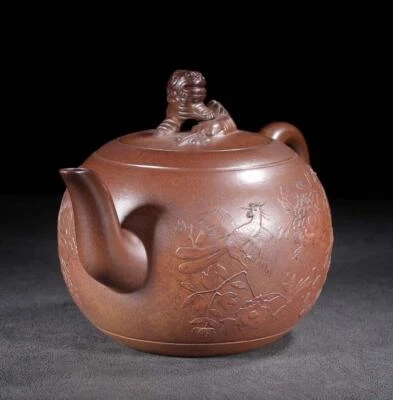 Fuji Signed Old Chinese Handmade Yixing Zisha Teapot w/phoenix N149