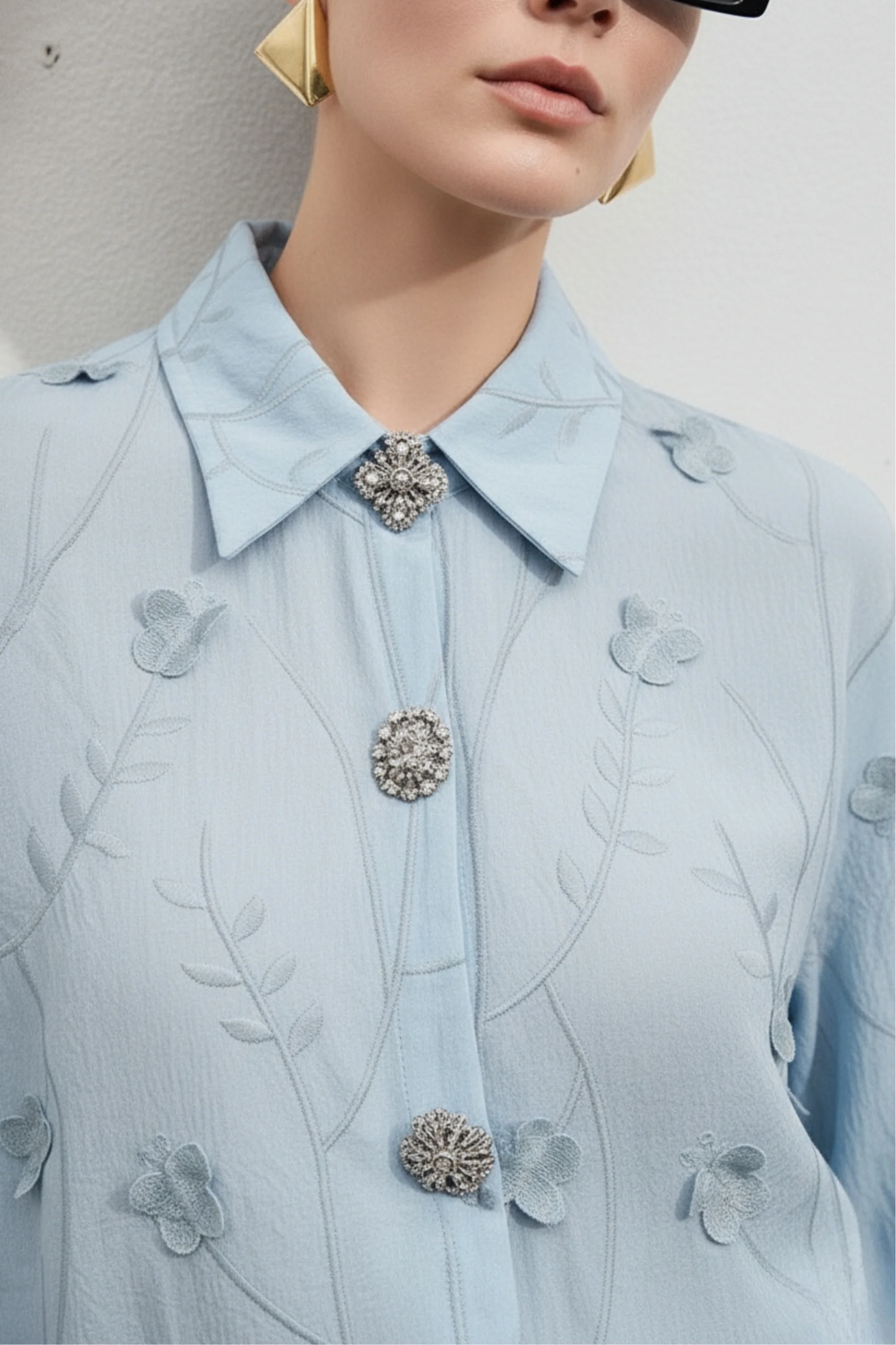 Fairy Blue Embroidered Shirt