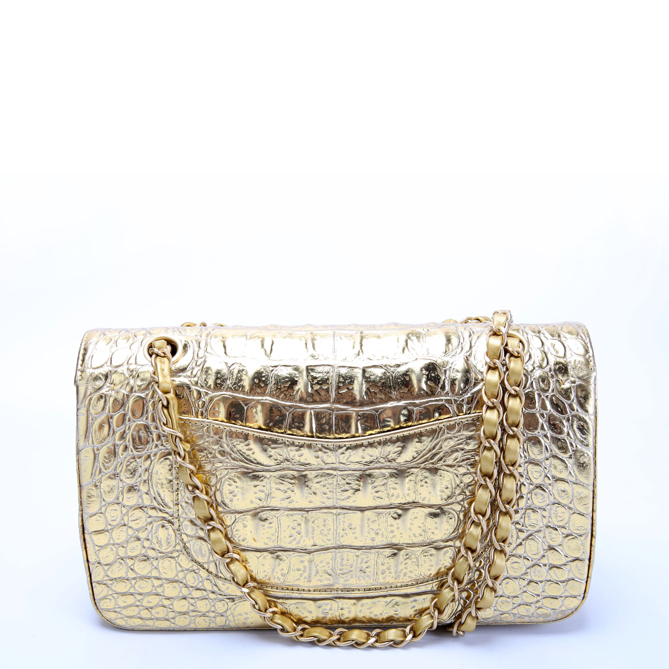 CHANEL Classic Flap Medium Crocodile Embossed Calfskin 27M Gold