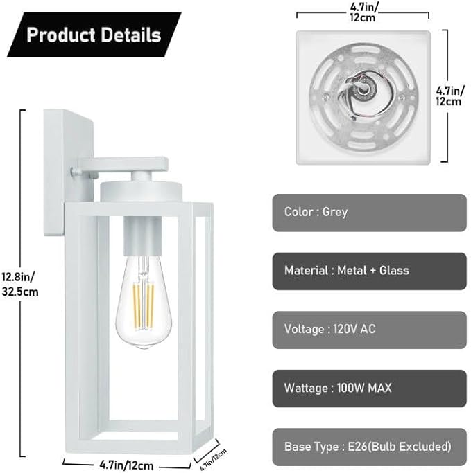 YARDLUME 2-Pack Outdoor Wall Light Fixtures, Exterior Waterproof Wall Lanterns