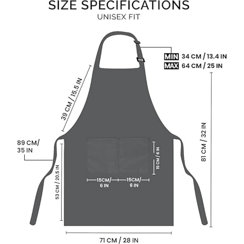 MORWEN 2 Pack Bib Apron, Adjustable with 2 Pockets