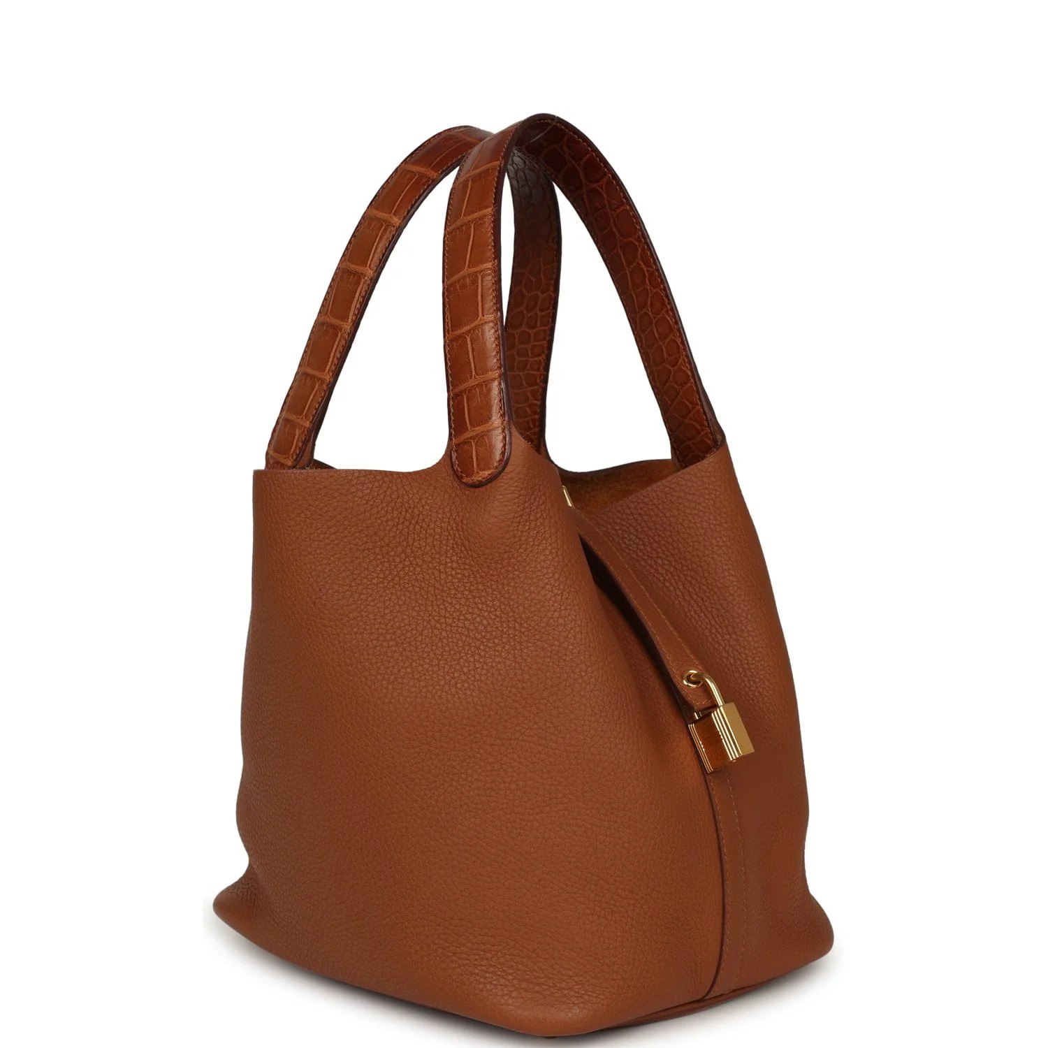 HERMÈS Picotin 22 Gold Clemence, Matte Alligator Touch Gold Hardware