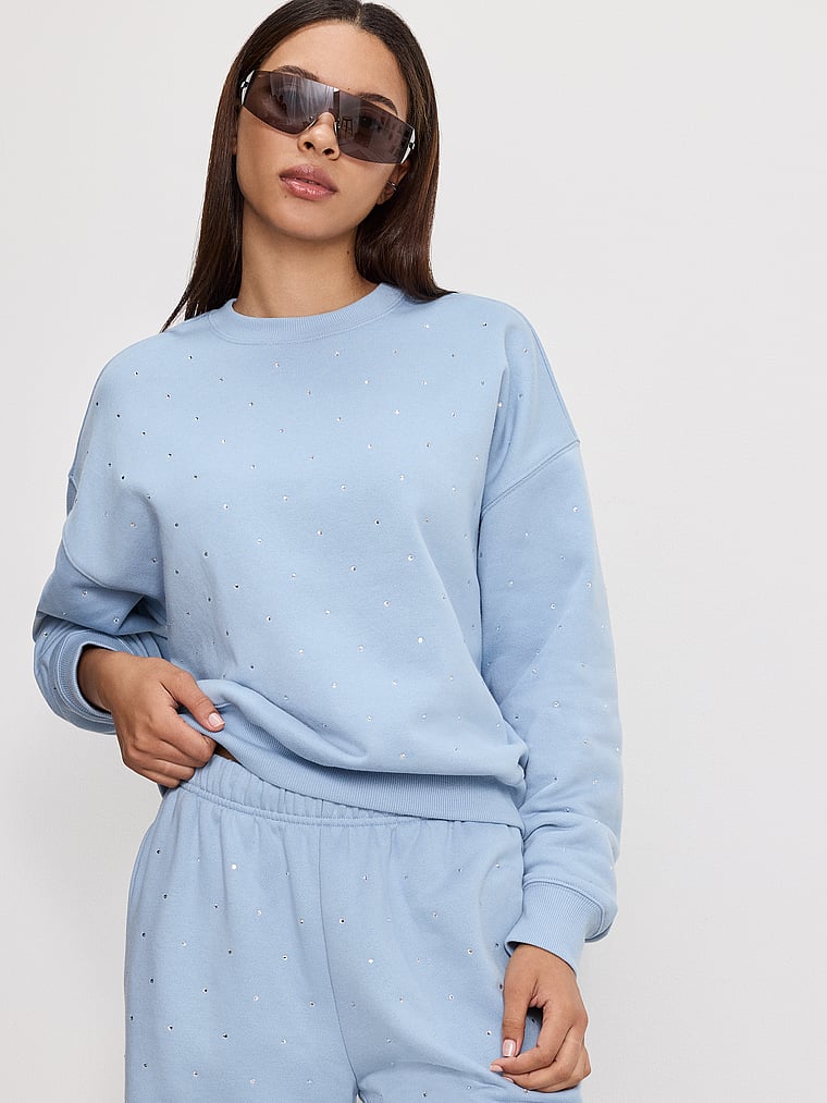 Good American Crystal Bling Crewneck Sweatshirt