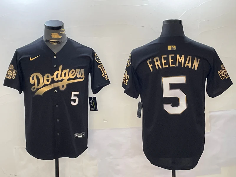 Men's Los Angeles Dodgers Freddie Freeman #5 Black Game Player Jersey