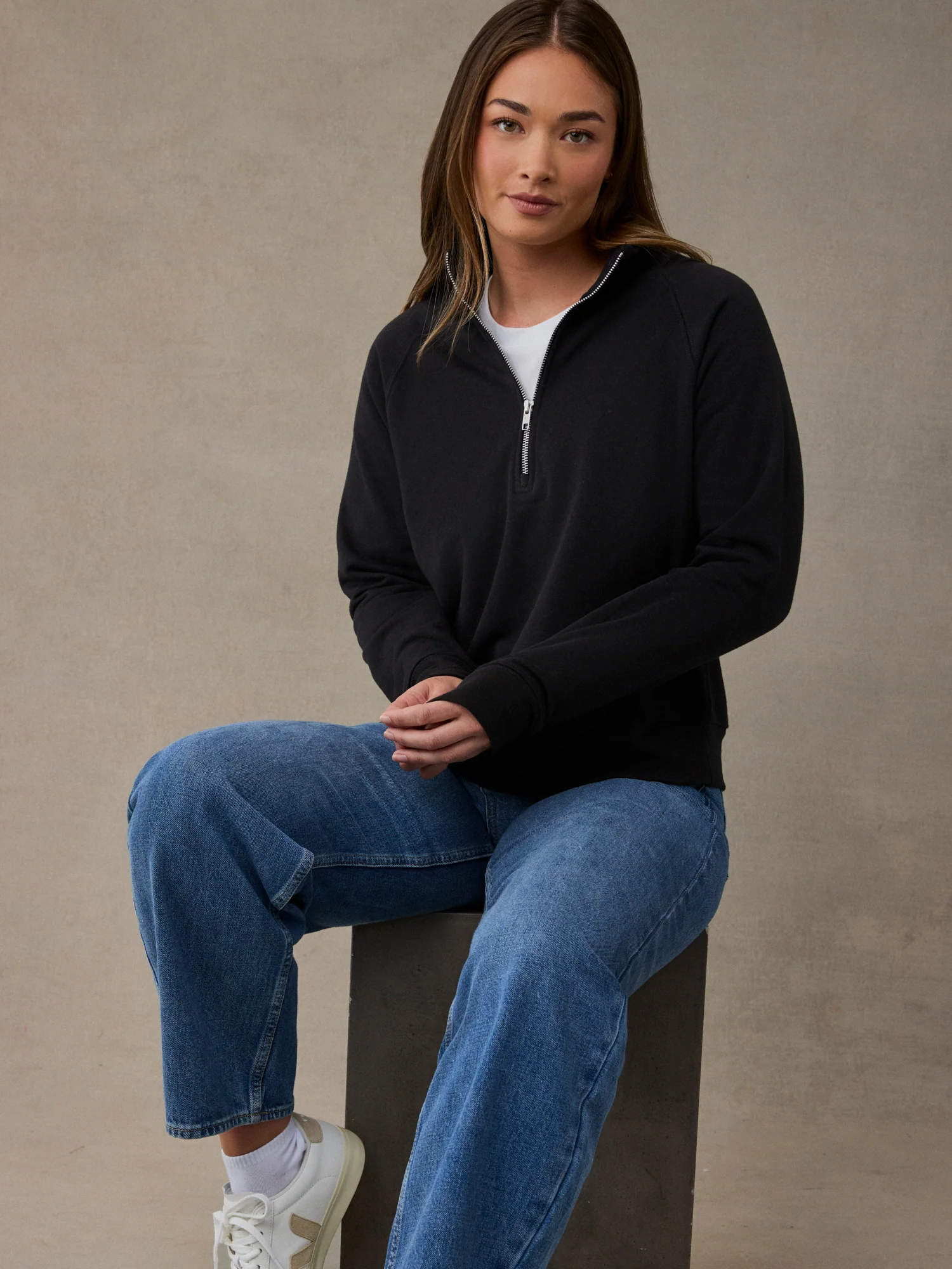 Women's Black Half Zip