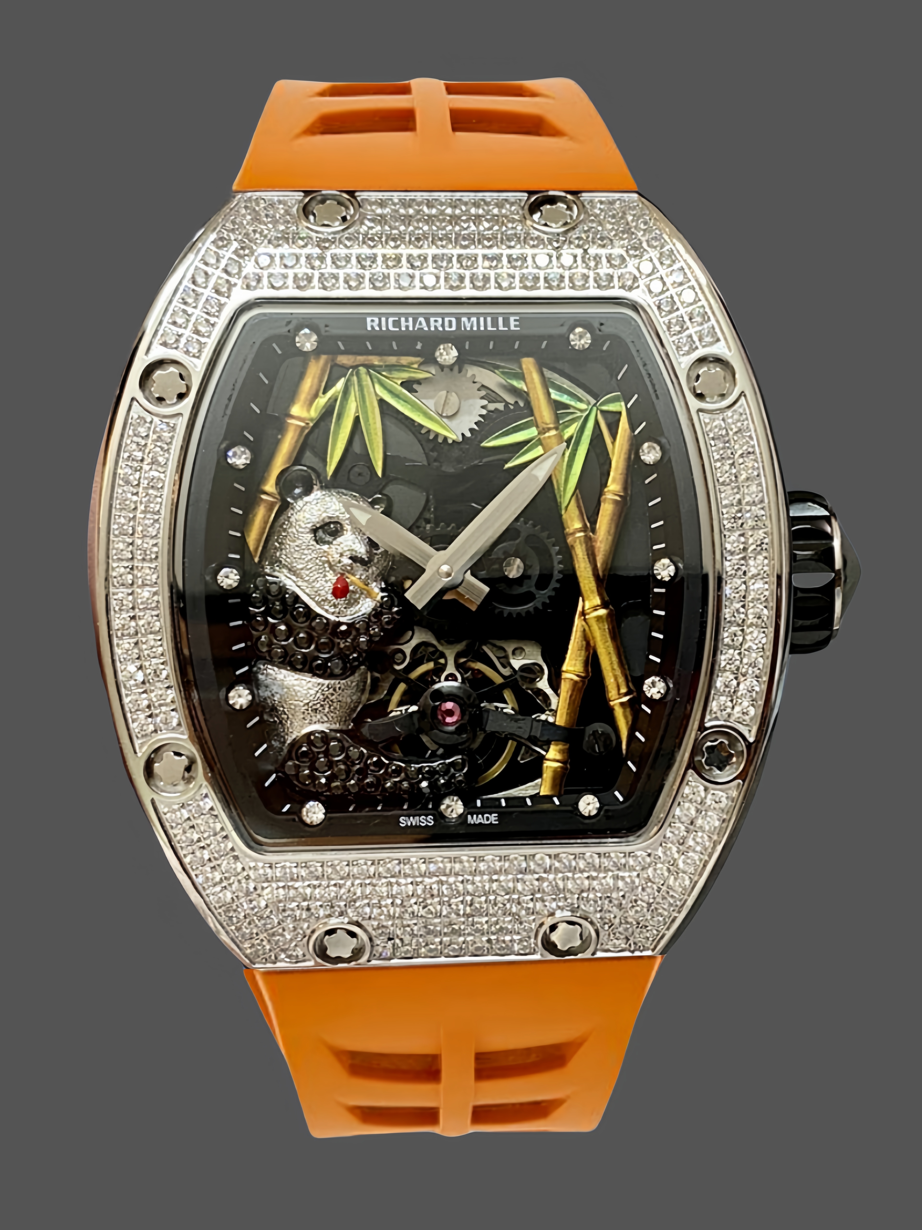 【7A Quality】Richard Mille RM 026 01 Panda A Luxurious Bamboo Wonderland Diamond And Gold