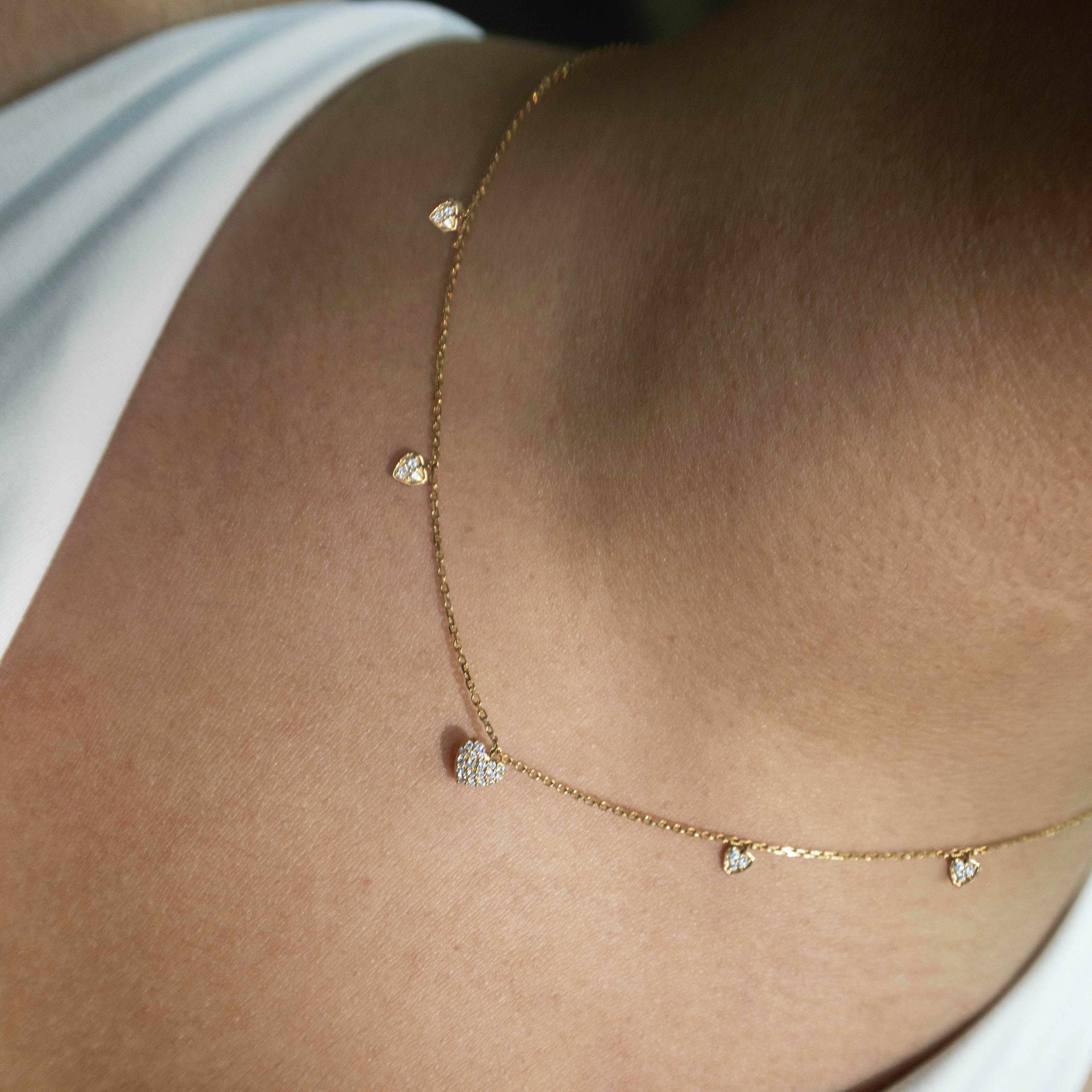 Five Petit Heart Diamond Necklace