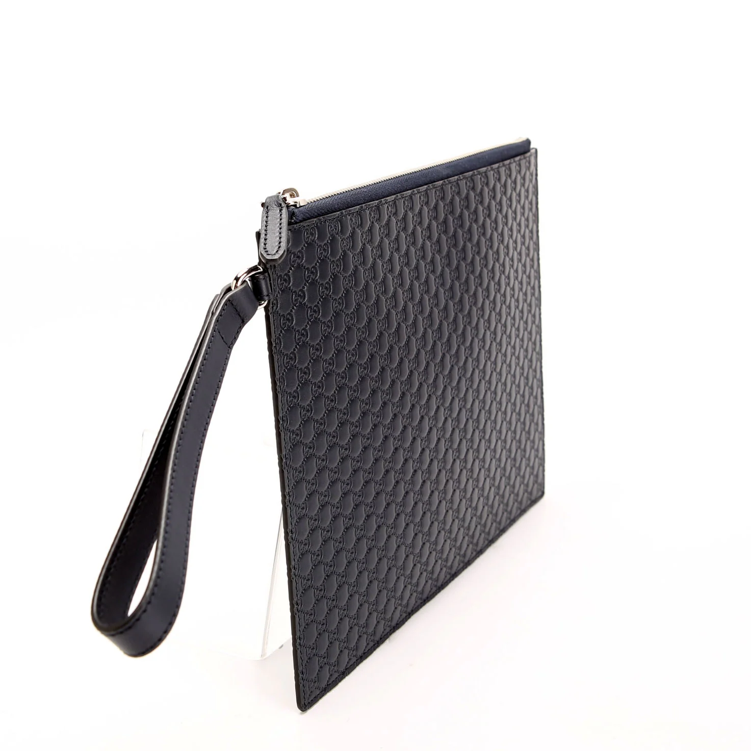 GUCCI 544477 Micro Guccissima Wristlet Clutch Navy