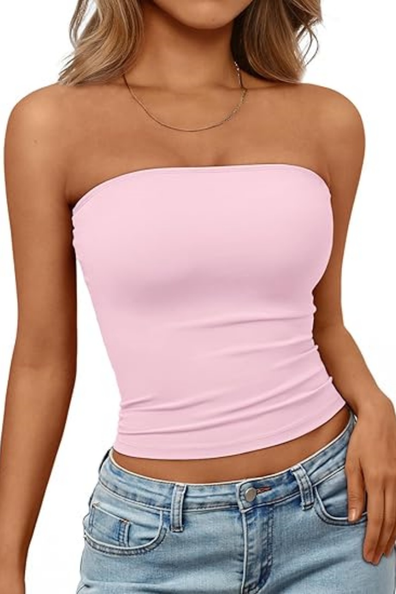 ELOWENA Women's Strapless Bandeau Crop Top